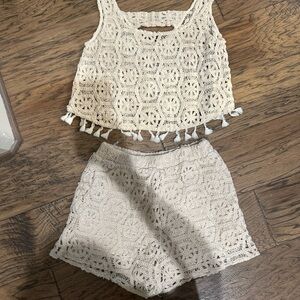 ILLA ILLA Crochet Two-Piece Set - Cream